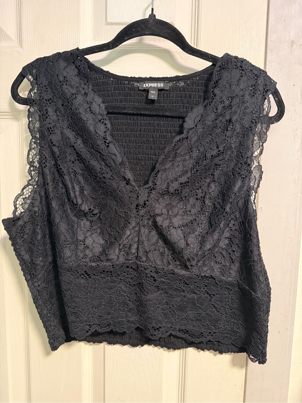 Bundle - Express Black Lace V-Neck Crop, American eagle black tee, sheer top